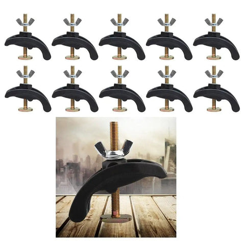 Heavy Duty Arcuate Press Plate Clamp For CNC Engraving Machine Fixture Hold Down Tool With Tough Butterfly Nut, black steel and nut view, easy to use.
