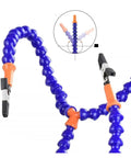 Pro Grade Third Hand Soldering Stand With Magnifier LED Light, PCB Holder, And Flexible Gooseneck Arms close-up view