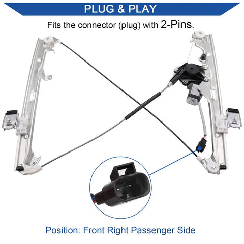 Front Passenger Side Power Window Regulator And Motor Assembly 741-645 Direct Fit Plug And Play Ready For 2000-2006 Chevy Silverado