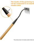Tough As Nails Heavy Duty Iron Weeding Rake With Five Tines, wooden handle, detachable for yard and planting projects.