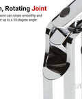 Close-up of a chrome Quarter Inch Drive 10 mm Shallow 6 Point Universal Joint Socket for tight spots, showing rotating joint.