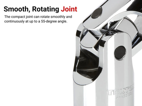 Three Eighths Inch Drive Universal Joint Socket, Pro Grade, With 16 Mm Hex, Smooth Rotating Pivot Up To 55 Degree Articulation, Shallow 6 Point Opening For Max Contact, Large Markings For Quick Identification, chrome universal joint socket