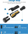 Design map of 100 Pack Landscape Lighting Wire Connectors 12-16 Gauge Low Voltage Fastlock Connectors showcasing construction details