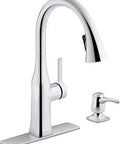 Rubicon Single Handle Pull Down Sprayer Kitchen Faucet In Polished Chrome With Ceramic Disc Valve And No Fuss Easy Clean Finish Dual Mode