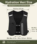 Size chart for No Bounce Hydration Vest For Running With 2L Bladder And 500ml Soft Flask, adjustable and breathable.