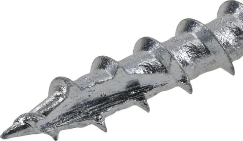 Close-up of Exterior Coated Fence Post Screws 12 By 1 And A Half Inches Heavy Duty Wood Screws for Fencing and Decking Construction.