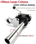 Universal Vertical Drill Stand Clamp For Woodworking with 100mm large steel column, part of heavy duty aluminum base for stability.