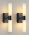 Set Of Two Dope Matte Black Wall Sconces With Frosted Glass Shades For Indoor Living Room And Hallway Lighting Modern Wall Mounted Lamps Durable Finish Scratch Resistant Easy Install Perfect For Stairs And Entryways showing front view