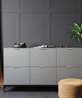 Modern cabinet with Six Pack Cabinet Handles Finger Edge Pulls 150mm Five Point Nine Inch Brushed Nickel Finish installed
