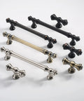 Premium Matte Black Cabinet Knobs For Kitchen And Dressers Featuring Durable Zinc Construction. Various sizes and finishes shown.