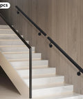 Upgrade Your Stairs With This Rock Solid Stainless Steel Wall Mount Handrail. Sleek black flush mount design on stairway.