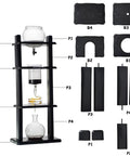 Premium Top Shelf Iced Coffee Cold Brew Drip Coffee Maker With Wood And Glass Dripper on display with labeled components.