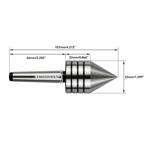 Beefy Heavy Duty Live Tailstock Center MT1 Morse Taper With 60 Degree Point For Woodworking And Woodturning Alloy Steel Construction With Precision Ball Bearings For Ultra Smooth Operation