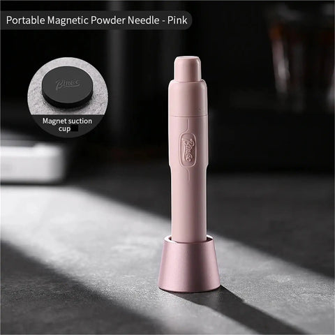 Dope Pink Magnetic Telescopic Coffee Distribution Needle And Rock Solid Stainless Steel Espresso Grounds Leveler For Zero Clumping And Effortless Daily Grind Vibes in a compact holder.