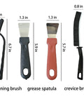 7 Piece Multi Purpose Crevice Cleaning Brush Set For Stubborn Kitchen Grime And Grease Stains with measurements