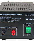 Front view of 12 Amp 13.8V DC Regulated Power Supply With Fuse Protection For Ham Radios CB Radios And Amplifiers Stable Linear Power Source