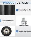 2 Pack Sliding Gate Guide Rollers With 1.7 Inch Nylon Wheels And Sealed Bearings, showing durable nylon, screw, and bearing features.