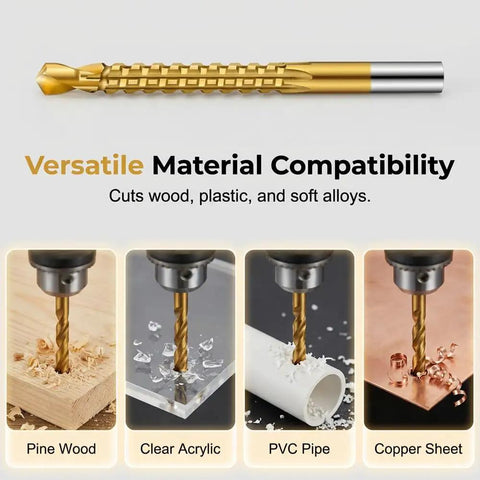 Grab This Top Shelf Six Piece Hss Twist Drill Bit Set Titanium Coated for wood, plastic, and copper sheet drilling.