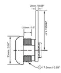 Technical diagram of Drawer Cam Lock for Cabinets and Drawers, 0.69 inch diameter, showing dimensions and installation profile.