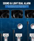 Ultrasonic leak detector with headphones, 420mm probe, adjustable sensitivity; LED and audio leak alerts.