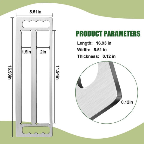 Top Shelf Timber Frame Tenon Gauge Tool With Handle Heavy Duty Stainless Steel Mortise And Tenon Jig dimensions measuring 16.93in by 5.51in.