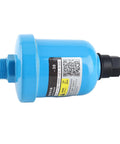Side view of blue auto drainer valve, G1/2 Aluminum Auto Drainer Valve for Pneumatic Systems and Piping Components.