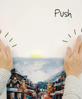 Hands demonstrating Place And Push Canvas Hangers For Drywall, 20 Pound Capacity, White, Easy Secure Wall Art Hanging System