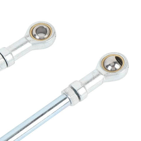Close-up of steel components from Beefy Go Kart Tie Rods Steel Alloy For Precision Steering, showing rod ends and linkage