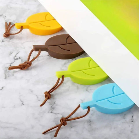 Leaf Shaped Door Stop With Lanyard, Kid Safe Silicone Door Wedge That Keeps Doors From Slamming, Finger Protector in multiple colors