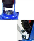 Heavy Duty Swivel Caster Wheels With Rock Solid 2400 Lb Capacity and industrial grade rubber tires close-up of iron hub and locking mechanism.