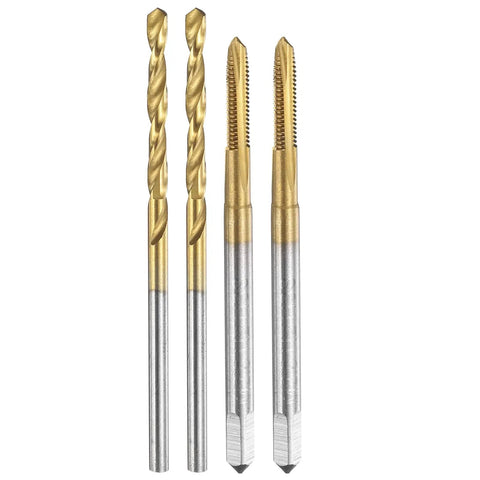 DIY Friendly M2.5 x 0.45 Tap And Drill Bit Set With Two Spiral Point Thread Taps And Two 2.1mm Drill Bits Titanium Coated HSS 6542 Tapping Tool Kit
