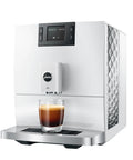 Piano White Super Automatic Coffee Machine With Pro Aroma Grinder And Pulse Extraction Tech For Straight Barista Quality Crema in action.