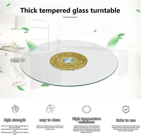 Party Ready Tempered Glass Lazy Susan Turntable 110cm Round Serving Plate on white background