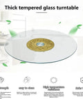 Extra Large Lazy Susan Turntable Glass Serving Plate With Aluminum Bearing, Smooth 360 Degree Swivel For Dining Table And Kitchen, 110 cm