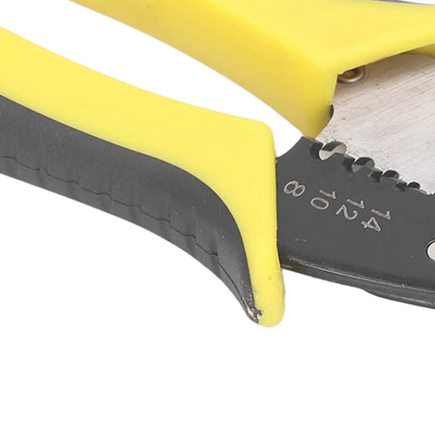 Close-up of Heavy Duty Multifunctional Wire Stripper And Cutter High Hardness Alloy Steel Design With Comfortable Pvc Tpr Grip.