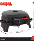 One Burner Portable Gas Grill with Locking Lid, 11,000 BTU Stainless Steel Burner, Foldable Legs, compact for outdoor cooking