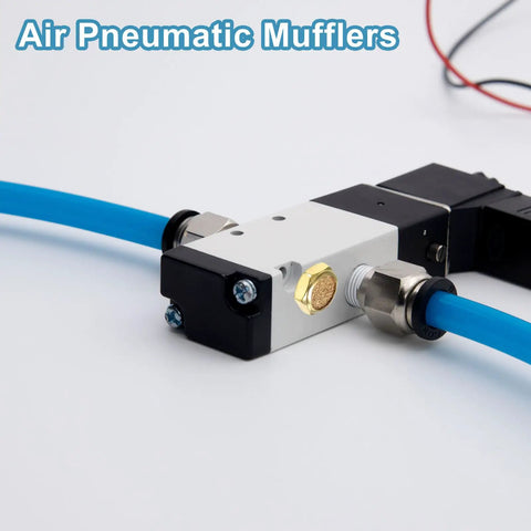 Brass Pneumatic Exhaust Muffler Kit With One Quarter Inch NPT, Three Pieces, Flat Sintered Air Breather Vent Filters, Noise Reducer