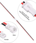 30 Pair Jst 1.25Mm 2 Pin Micro Male Female Connector Plugs With Red Black Wire Harness For Electronics Mods And Quick Fixes Delivering Hassle Free Setup Plus Dead Reliable Connections Daily with connectors shown.