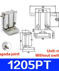 Pro Grade Parallel Clamping Magnetic Gripper Cylinder For Mechanical Arm With 1205PT and M5-6 Mounts, dimensions shown.