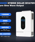 Total Showstopper 12000W Solar Hybrid Inverter With 48V Split Phase And Dual MPPT Controller For Whole Home Backup And Rv Systems With Easy Wifi App Control, front view showing display.
