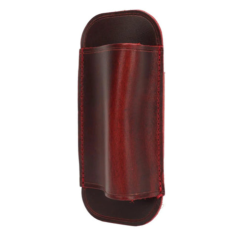 Multifunctional Crazy Horse Leather Knife Sheath with Hands Free Waist Bag in wine red leather front view