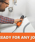 Person using Best Of ECut Starlock Metal Saw Blade Set for precision cuts on multi tool in DIY project under sink.