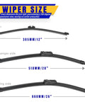 Replacement Windshield Wiper Blades Set For 2018 2022 BMW X3 And 2019 2022 BMW X4 Front Wipers sizes shown 26-inch 20-inch 12-inch.