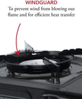 Portable Butane Camping Stove With Case Auto Ignition And Precise Heat Control windguard feature close-up