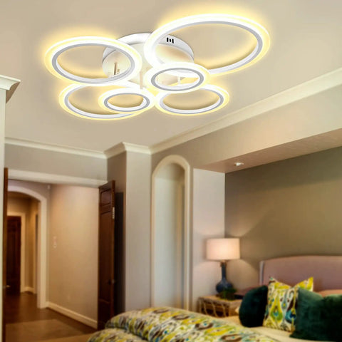 Modern LED Ceiling Light With Adjustable Tri-Color 3000K 4000K 6500K, Remote Control, Ultra Bright 4800 Lumens in bedroom