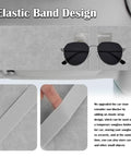Elastic Sun Visor Extender With Built In Sunglass Holder And Double Clip For Cars Anti Glare Shield attached to car visor inside view
