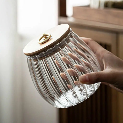 Score A Solid Straight Up Airtight Glass Tea Canister And Coffee Bean Storage Jar With Moisture Proof Seal To Keep Every Cup Fresh Built With Thick Clear Glass Perfect For Home Use Today, clear glass jar with wooden lid.