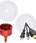 2 Inch Desk Grommet Cable Management 2 Pack White Cord Hider For Wall Mounted TV Desk Hole Cover With Hole Saw and Cables