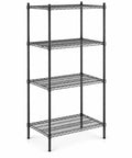 Heavy Duty Four Tier Metal Shelving Rack, 24 By 36 Inch Black Epoxy Finish With 86 Inch Steel Posts, organized garage shelving