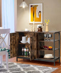 Heavy Duty Two Door Industrial Kitchen Storage Cabinet With Adjustable Steel Shelves And Magnetic Lock Vintage Sideboard For Pantries, showcasing open storage.